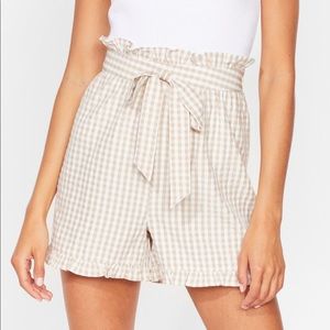 NWT Gingham paper bag shorts